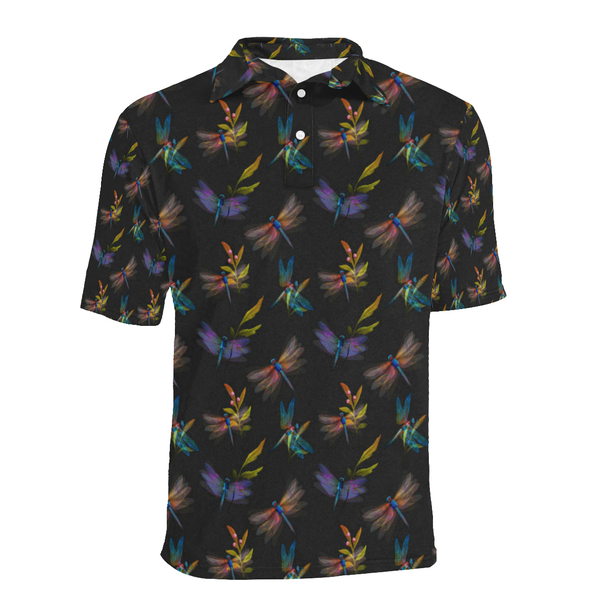 Dragonfly Colorful Realistic Print Men Polo Shirt
