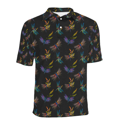 Dragonfly Colorful Realistic Print Men Polo Shirt