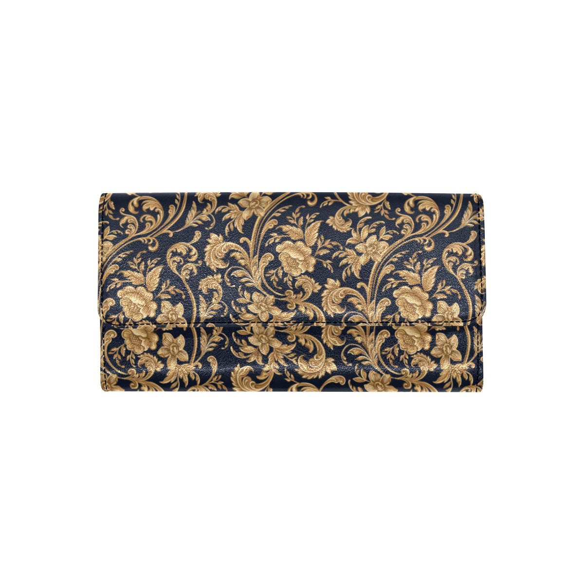 Baroque Golden Pattern Print Design 03 Women's Trifold Wallet