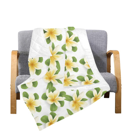 Yellow Plumeria Pattern Print Design PM012 Premium Quilt
