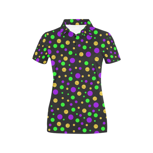 Mardi Gras Pattern Print Design 07 Women's Polo Shirt