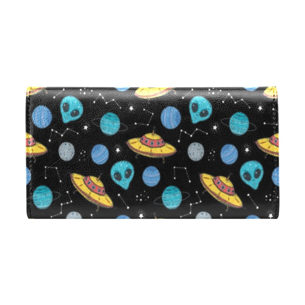 UFO Alien Print Design LKS306 Women's Trifold Wallet
