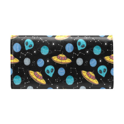UFO Alien Print Design LKS306 Women's Trifold Wallet
