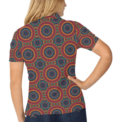 Bohemian Mandala Style Print Women's Polo Shirt