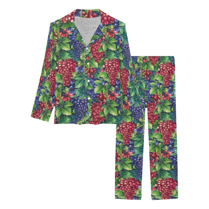 Grape Pattern Print Design GP02 Women's Long Pajama Set