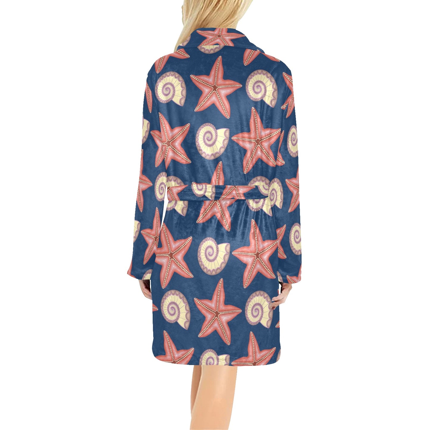 Starfish Pattern Print Design 03 Women's Fleece Robe