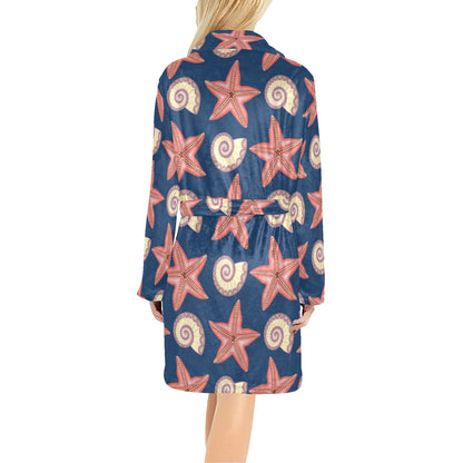 Starfish Pattern Print Design 03 Women's Fleece Robe