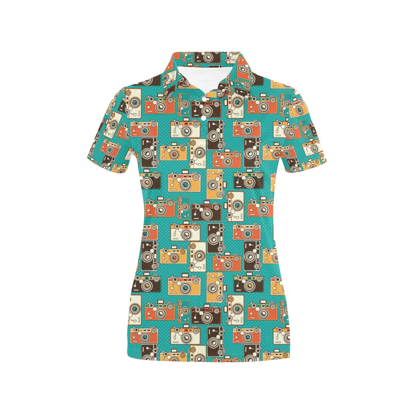 Camera Pattern Print Design 02 Women's Polo Shirt