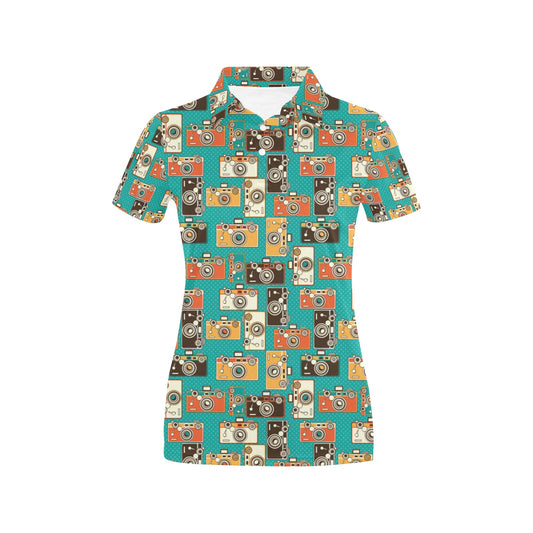 Camera Pattern Print Design 02 Women's Polo Shirt
