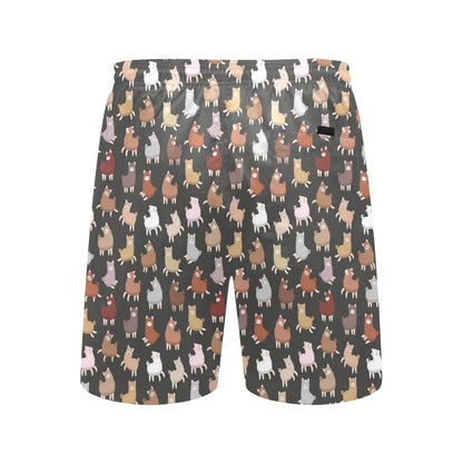 Alpaca Cute Design Themed Print Men's Swim Trunks Beach Shorts