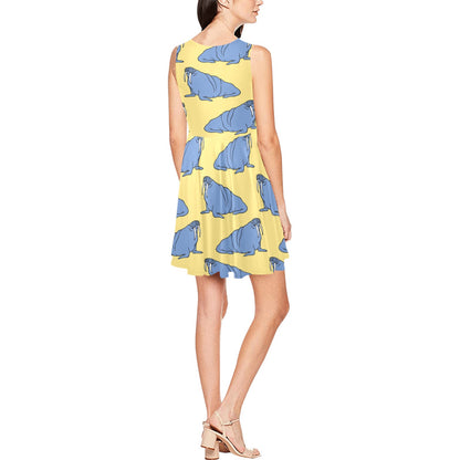 Walrus Pattern Print Design 02 Sleeveless Dress