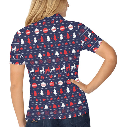 Reindeer Print Design LKS404 Women's Polo Shirt