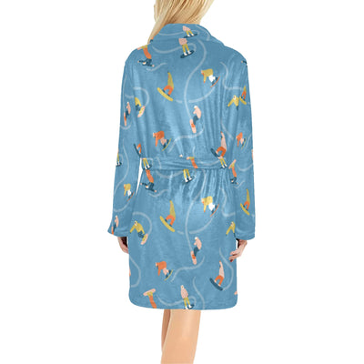 Snowboard Print Design LKS303 Women's Fleece Robe