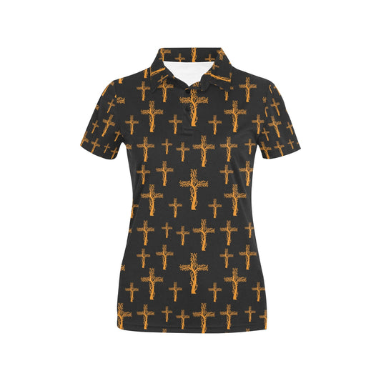 Christian Tree of Life Cross Design Women's Polo Shirt