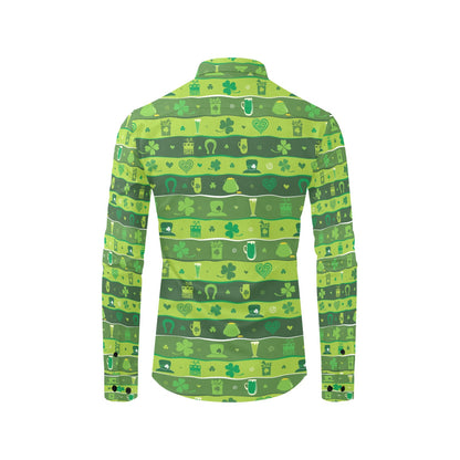 Shamrock Print Design LKS303 Men's Long Sleeve Dress Shirt