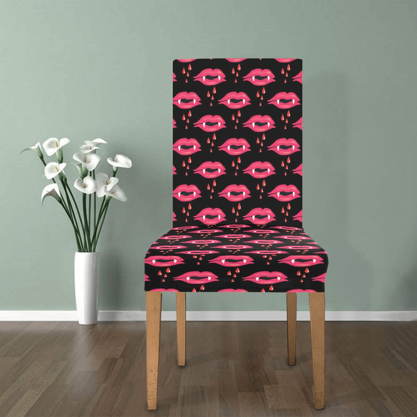 Vampire Lips Print Design LKS303 Dining Chair Slipcover