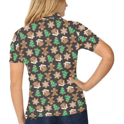 Gingerbread Pattern Print Design 02 Women's Polo Shirt
