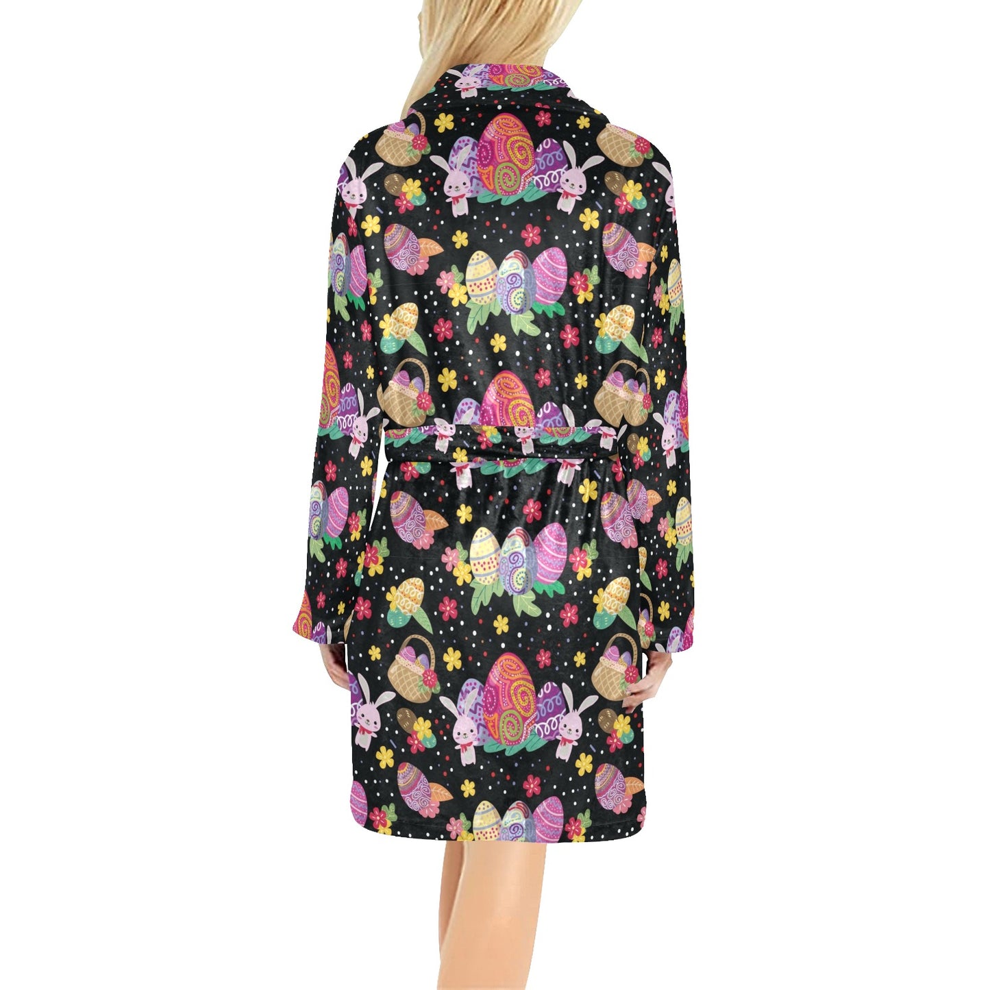 Easter Eggs Pattern Print Design RB06 Women's Fleece Robe