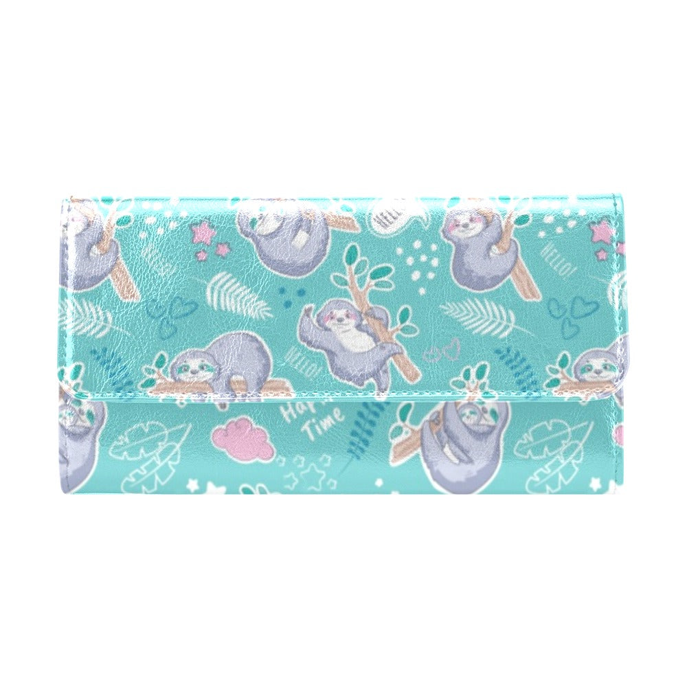 Sloth Print Design LKS309 Women's Trifold Wallet
