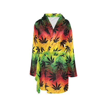 Rasta Pattern Print Design A02 Women's Fleece Robe