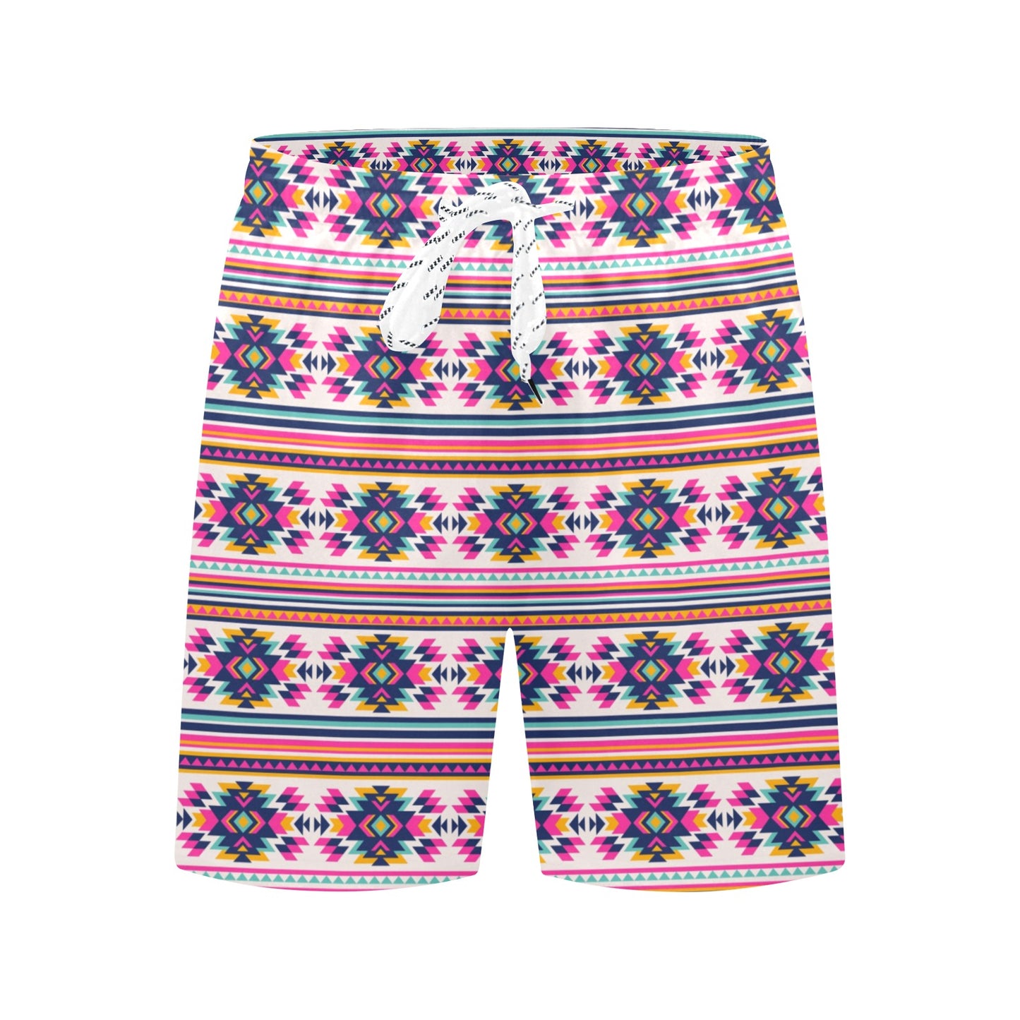 Indian Navajo Neon Themed Design Print Men's Swim Trunks Beach Shorts