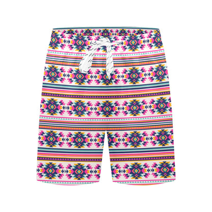 Indian Navajo Neon Themed Design Print Men's Swim Trunks Beach Shorts