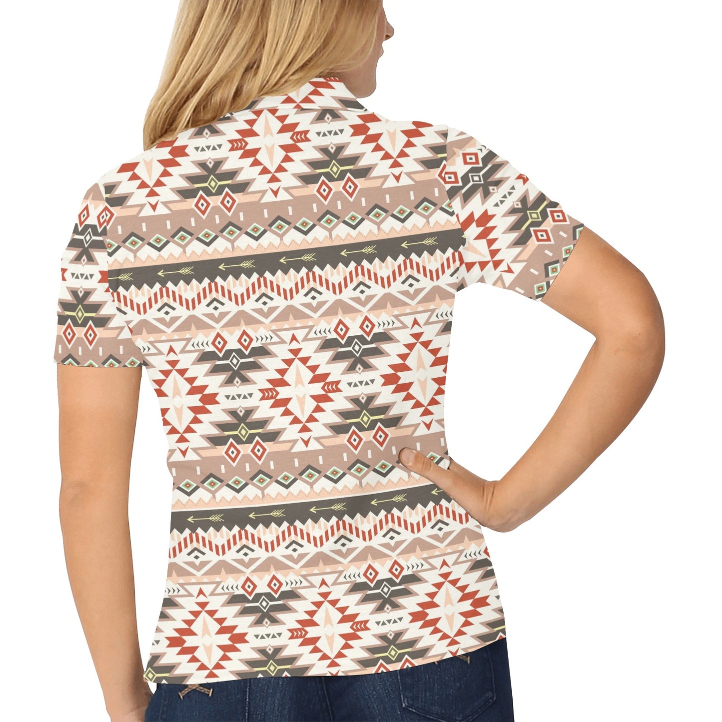 Aztec Pattern Print Design 05 Women's Polo Shirt