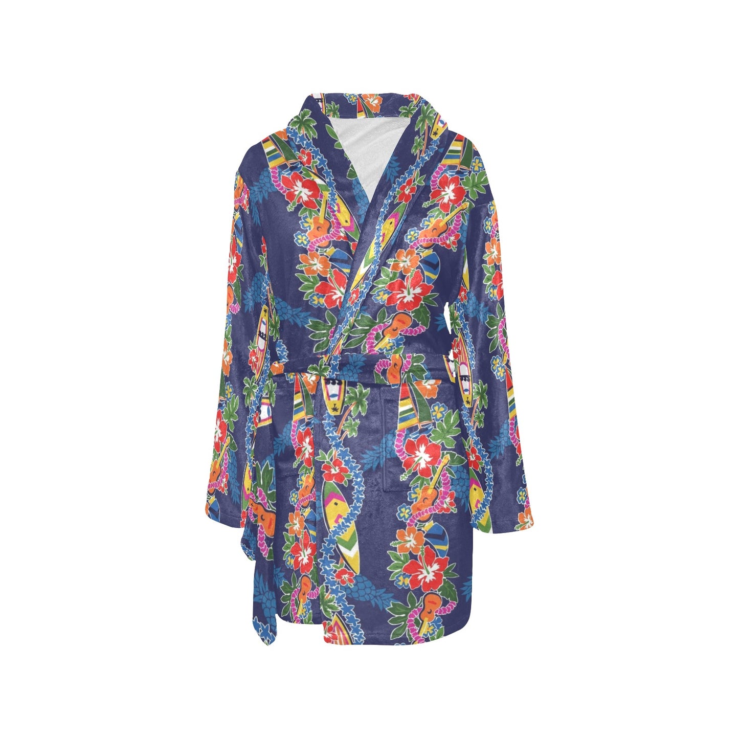Hawaiian Themed Pattern Print Design H04 Women's Fleece Robe