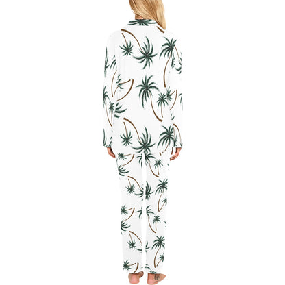 Palm Tree Pattern Print Design PT07 Women's Long Pajama Set