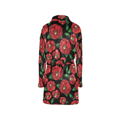 Camellia Pattern Print Design CM07 Women's Fleece Robe
