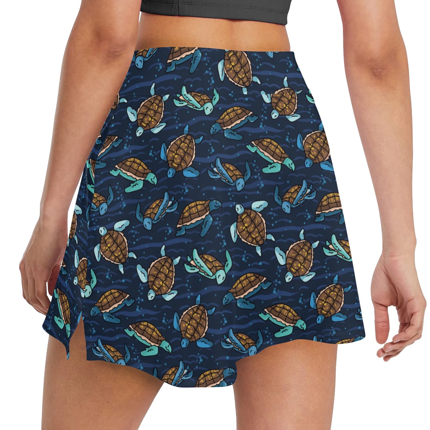 Sea Turtle Print Design LKS3011 17" Golf & Pickleball Skort with Pockets