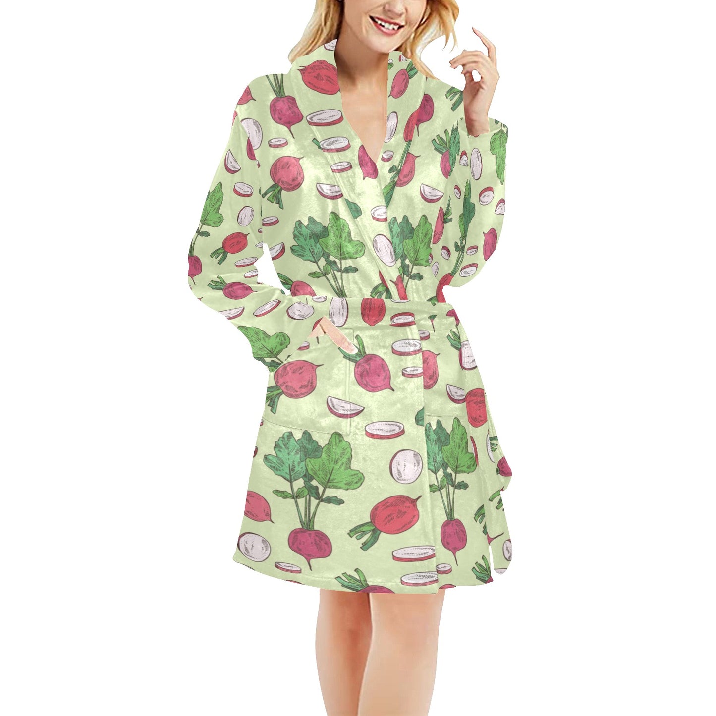 Radish Pattern Print Design A04 Women's Fleece Robe