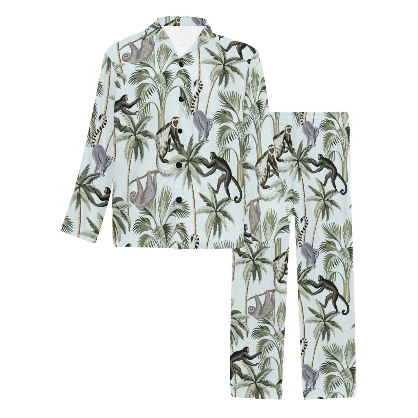Rainforest Pattern Print Design RF04 Men's Long Pajama Set