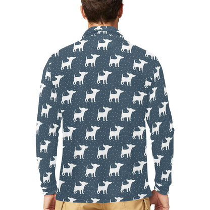 Chihuahua Pattern Print Design 03 Long Sleeve Polo Shirt For Men's
