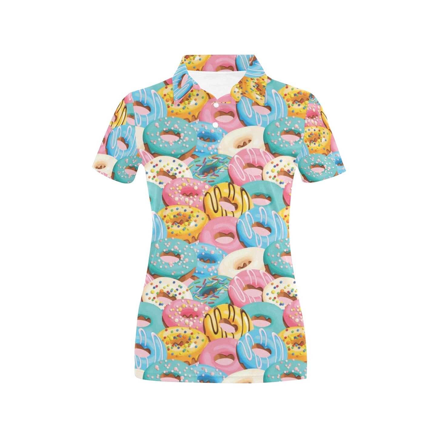 Donut Pattern Print Design DN01 Women's Polo Shirt