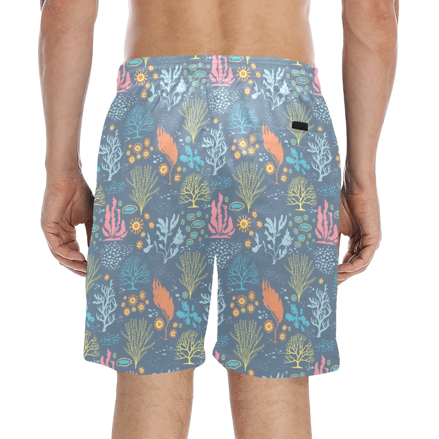 Seaweed Print Design LKS304 Men's Swim Trunks Beach Shorts