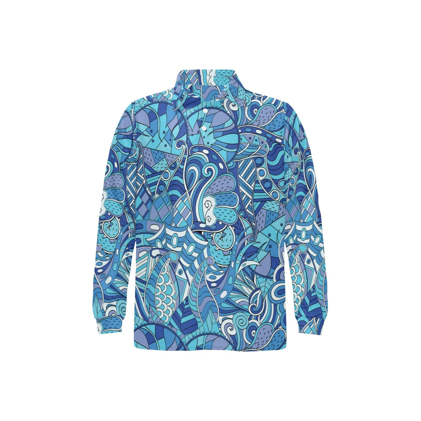 Funky Retro Pattern Print Design A02 Long Sleeve Polo Shirt For Men's