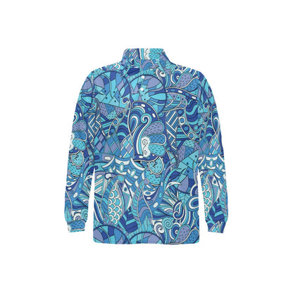 Funky Retro Pattern Print Design A02 Long Sleeve Polo Shirt For Men's