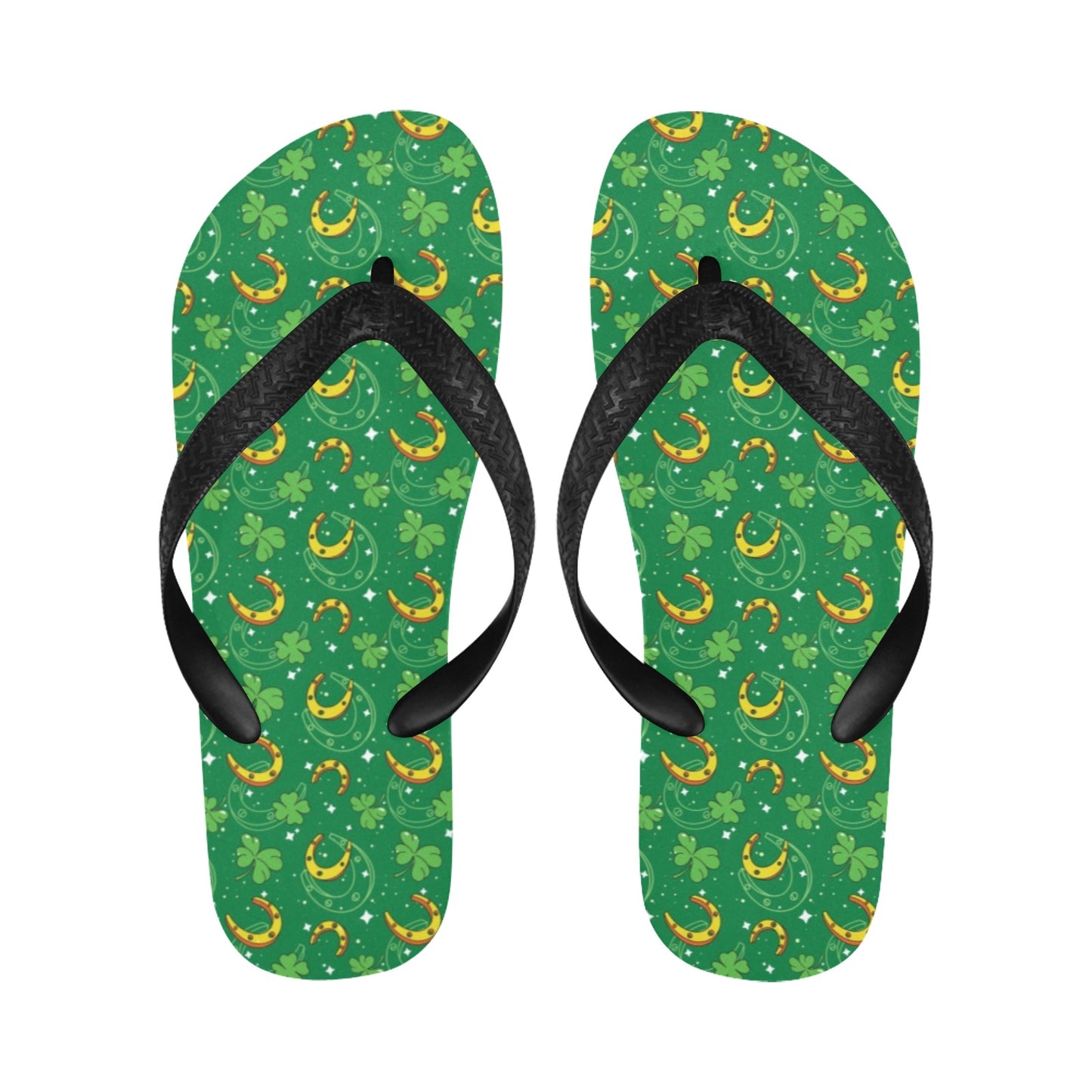 Shamrock With Horse Shoes Print Design LKS305 Flip Flops
