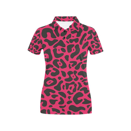 Cheetah Pink Print Pattern Women's Polo Shirt