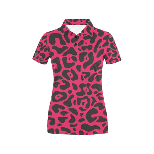 Cheetah Pink Print Pattern Women's Polo Shirt