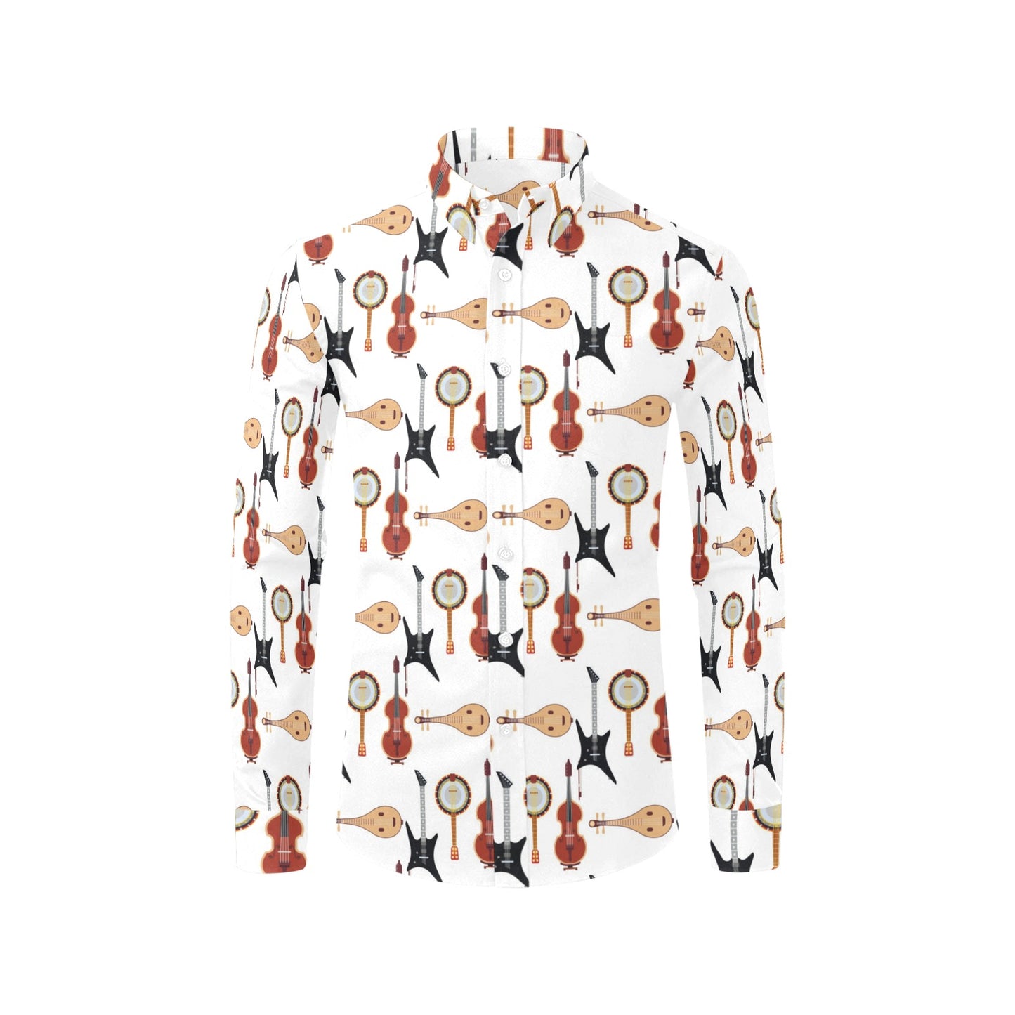 Banjo Print Design LKS403 Men's Long Sleeve Dress Shirt