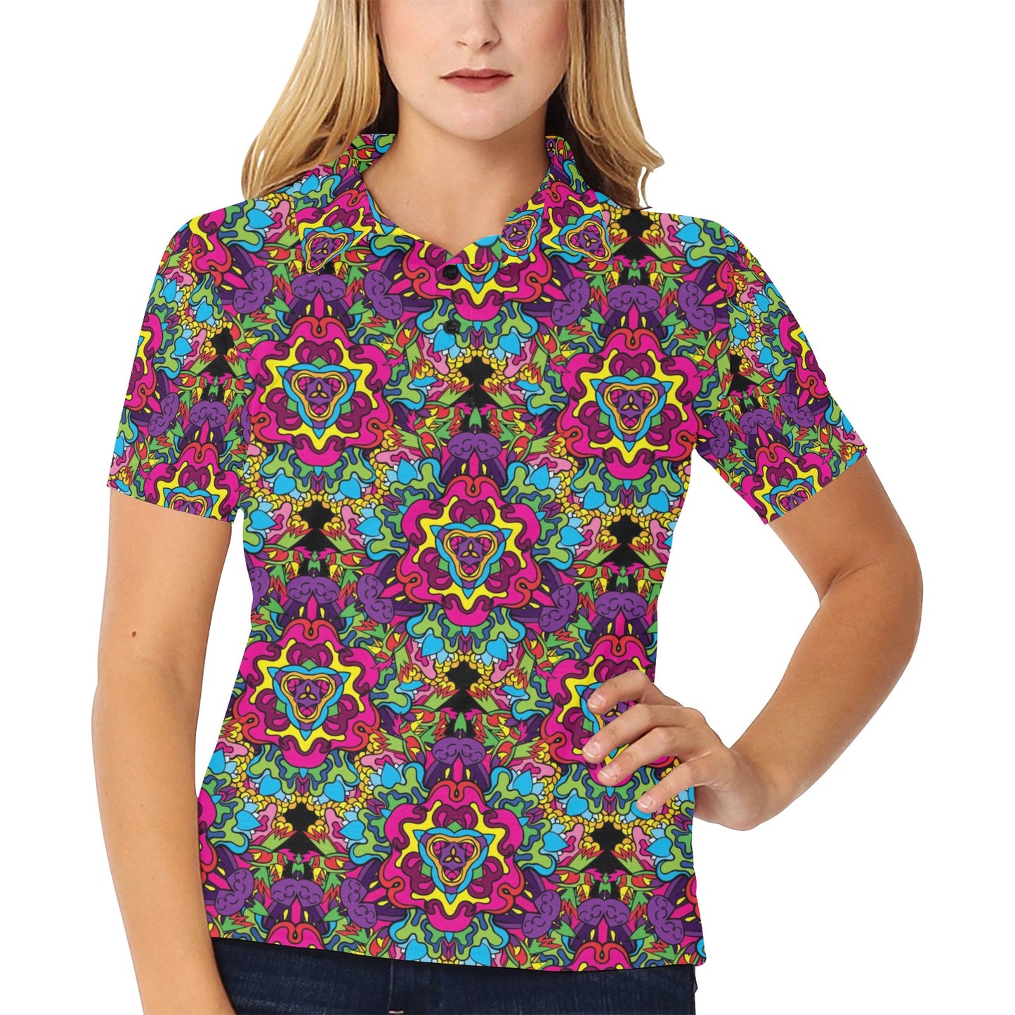 Trippy Print Design LKS303 Women's Polo Shirt