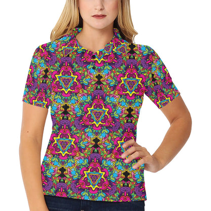 Trippy Print Design LKS303 Women's Polo Shirt