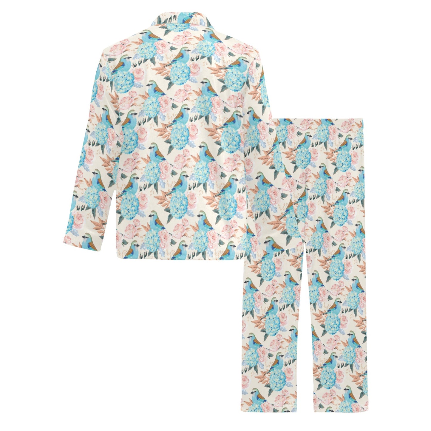 Bluebird Pattern Print Design 03 Men's Long Pajama Set