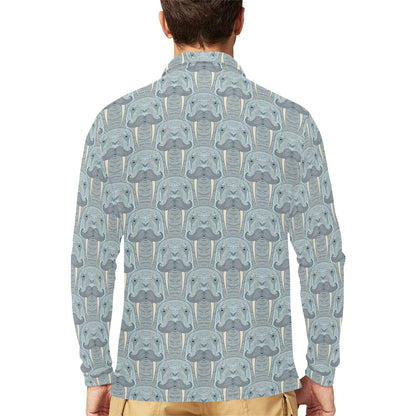 Walrus Print Design LKS402 Long Sleeve Polo Shirt For Men's