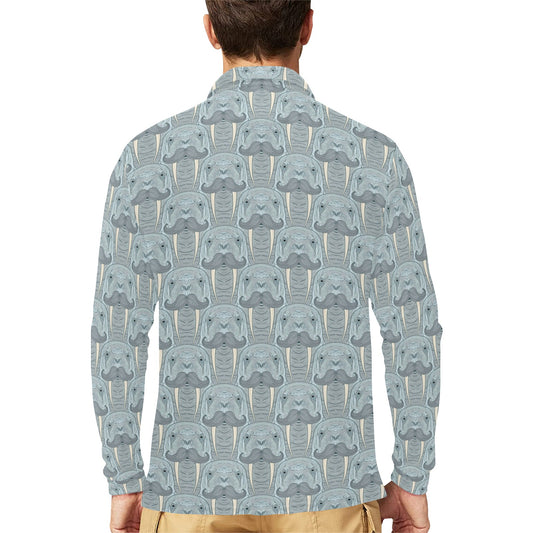 Walrus Print Design LKS402 Long Sleeve Polo Shirt For Men's