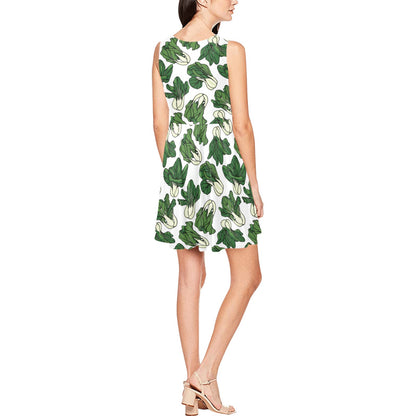 Bok Choy Pattern Print Design 02 Sleeveless Dress