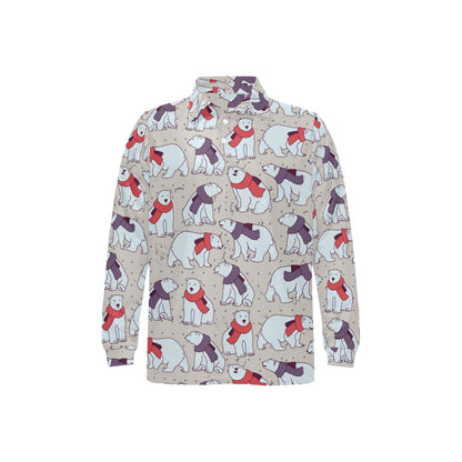 Polar Bear Pattern Print Design PB04 Long Sleeve Polo Shirt For Men's