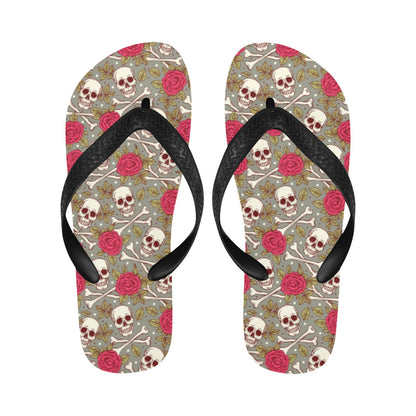 Skull Bone Rose Print Design LKS303 Flip Flops